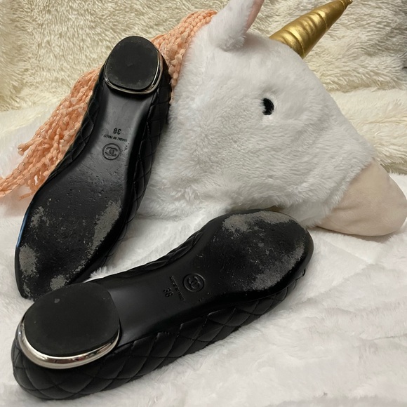 Chanel quilted ballet flats silver heel size 38 - Picture 4 of 14